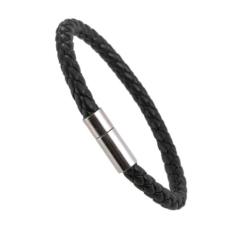 Men Braided PU Leather Bracelet With Alloy Magnetic Clasp Simple Retro Hand Woven Wristband Casual Fashion Jewelry