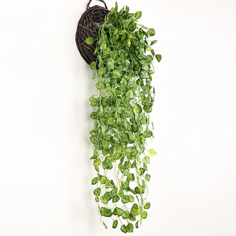 Artificial Hanging Vines Satin Greenery Plant Leaves Plastic Stems Wall Decor Home Hotel Wedding Decor