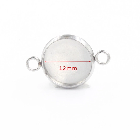 Base De Colgante De Cabujón Redondo De Acero Inoxidable Conector De Doble Bucle Base Pulida Para Creación De Joyas