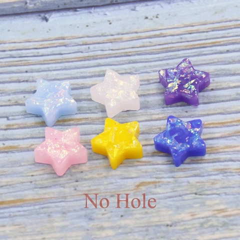 Star Shaped DIY Resin Accessories With Glitter Opal Effect For Jewelry Making No Hole Flatback Charms