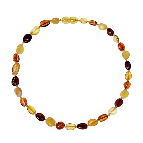 Natural Baltic Amber Teething Necklace Multi Color Polished Irregular Beads With Safety Screw Clasp For Baby Infant