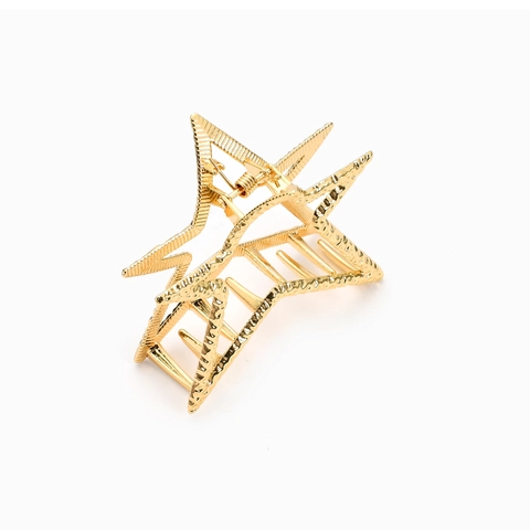 Geometrische Stern Haarklammer Legierung Metall Hammerschlag Textur Trendy Fünfzackiger Stern Haarnadel Für Damen Mode