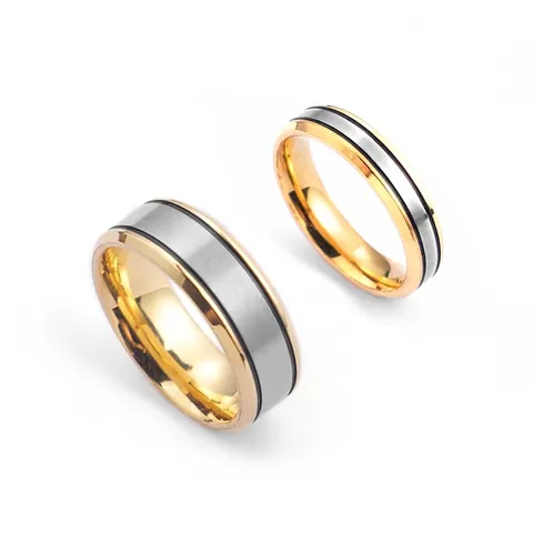 Anello In Acciaio Inossidabile Bicolore Per Uomo E Donna Oro E Argento Spazzolato Gioielli Minimalisti