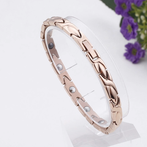 Roségoldener Magnetschmuck Halskette Und Armband Edelstahl Geometrisches Gesundheits Therapie Modezubehör