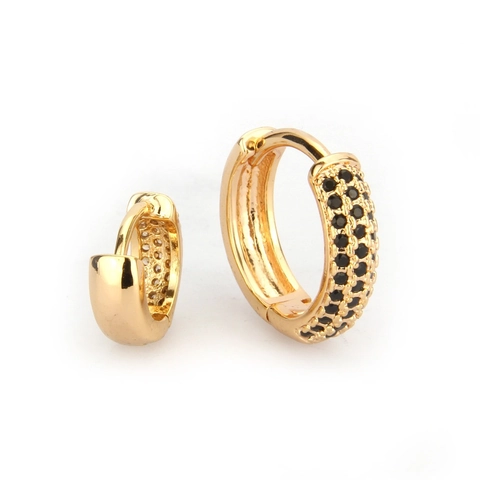 Huggie Hoop Ohrringe Gold Plattiert Kupfer Zirkonia Pave Set Dreireihig Mit 925 Sterling Silber Ohrstecker Für Damen