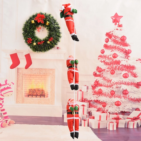 Babbo Natale Rampicante Decorazione Di Natale Ornamento Da Appendere Per Casa Festa Decorazione Vacanze Rosso Bianco Stoffa