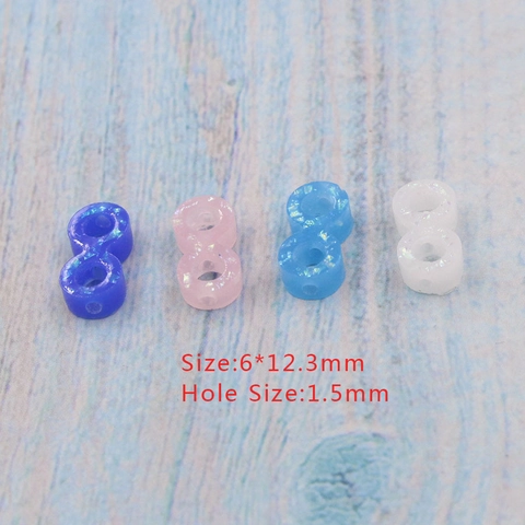 Infinite Figure Eight Beads Glitter Resin DIY Jewelry Making Charms Findings Colorful Shiny Small Crafting Accessories
