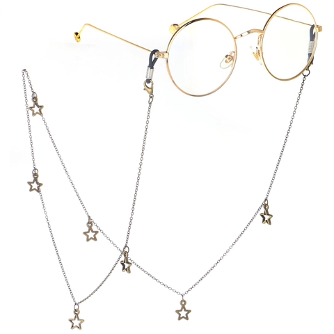 Vintage Punk Metal Glasses Chain With Hollow Star Pendants Non-Slip Eyewear Strap Holder For Sunglasses Reading Glasses