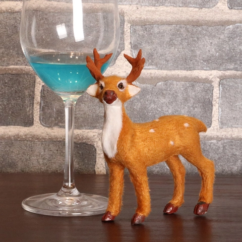 Simulation Christmas Reindeer Donkey Sheep Cow Horse Animal Figurine Flocked Furry Desktop Ornament Holiday Decor
