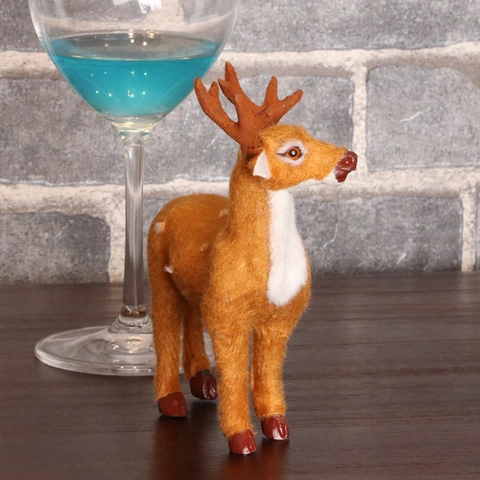 Simulation Christmas Reindeer Donkey Sheep Cow Horse Animal Figurine Flocked Furry Desktop Ornament Holiday Decor