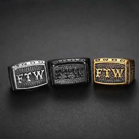 Anello Sigillo In Acciaio Inossidabile Uomo Stile Punk Biker Vintage Lettere Design Industriale