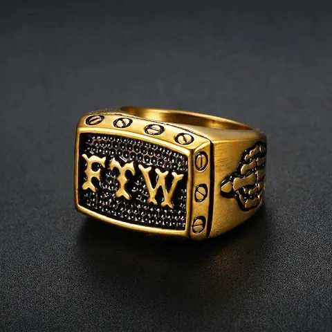 Anello Sigillo In Acciaio Inossidabile Uomo Stile Punk Biker Vintage Lettere Design Industriale
