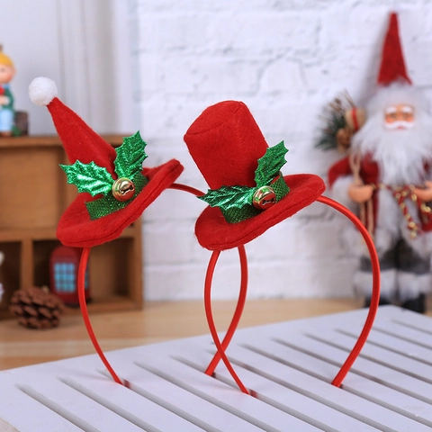 Weihnachtsmütze Haarreif Rot Filz Mini Hut Mit Stechpalmenblättern Glocke Pailletten Party Haarschmuck Für Erwachsene Kinder