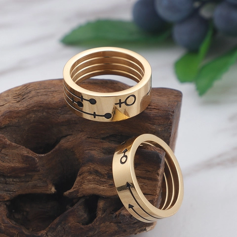 Anello In Acciaio Inossidabile Placcato Oro Con Simboli Di Genere Gioielli Romantici Per Coppie
