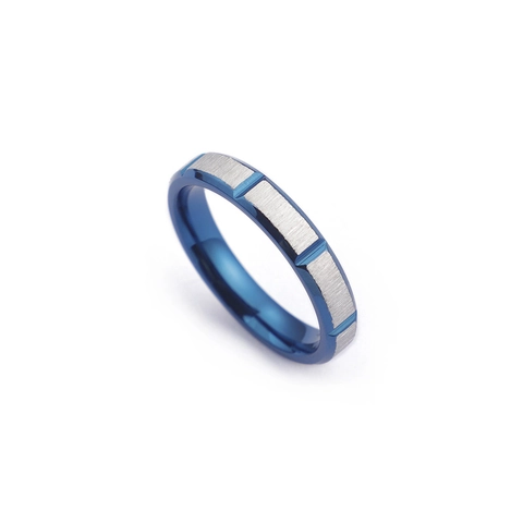 Anello Moderno In Acciaio Al Titanio Blu Argento Finitura Spazzolata Gioielli Stile Industriale Per Uomini Donne Coppia