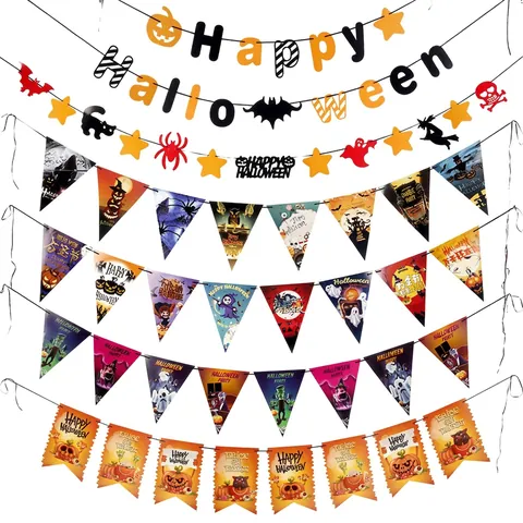 Banner Halloween Ghirlanda Carta Decorazione Appesa Cartone Animato Articoli Per Feste Tema Casa Stregata