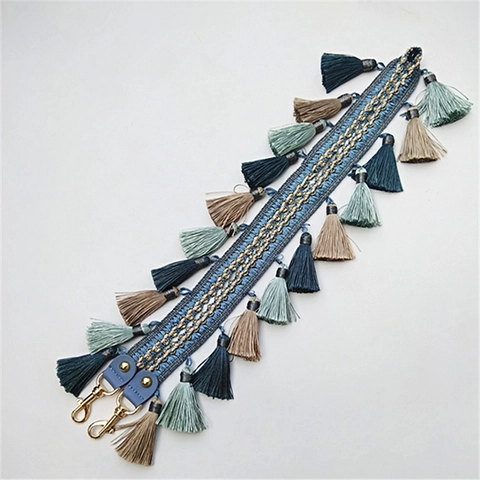 Tracolla per Borsa Tessuta Etnica Bohémien con Nappe Decorativa di Ricambio per Borsa a Tracolla Fibbia in Lega Accessorio Donna