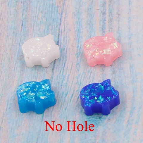 Ciondoli In Resina A Forma Di Maialino Carino Accessori Per Creazione Di Gioielli DIY Glitter Iridescente Opale Sintetico Dorso Piatto Senza Foro