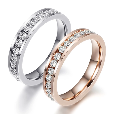 Ανοξείδωτο Ατσάλι Μονόσειρο Στρας Eternity Band Δαχτυλίδι για Γυναίκες Κομψό Γεωμετρικό Λουστραρισμένο Δαχτυλίδι Κοσμήματα για Γάμο Πάρτι