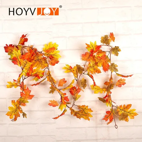 Künstliche Ahornblatt Girlande Herbst Thanksgiving Deko Hängende Rebe Satinnstoff LED Warmes Licht Haus Party Dekoration
