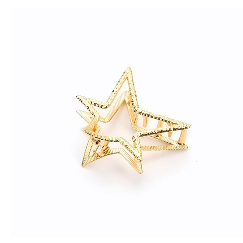 Geometrische Stern Haarklammer Legierung Metall Hammerschlag Textur Trendy Fünfzackiger Stern Haarnadel Für Damen Mode