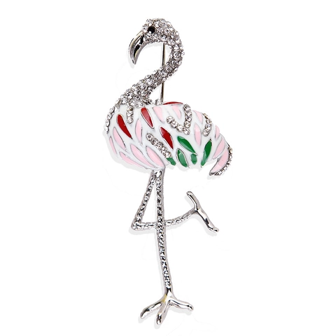 Spilla a Fenicottero in Lega Alla Moda Con Strass Smalto Spilla a Forma di Animale Colorato per Donna Spilla da Revers per Uccelli Cartone Animato Gioielli