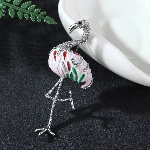 Spilla a Fenicottero in Lega Alla Moda Con Strass Smalto Spilla a Forma di Animale Colorato per Donna Spilla da Revers per Uccelli Cartone Animato Gioielli
