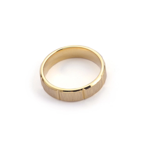 Bagues de Couple en Acier au Titane Brossé Or Minimalistes pour Hommes Femmes Design Géométrique à Rainures Anneau en Acier Inoxydable Bijoux