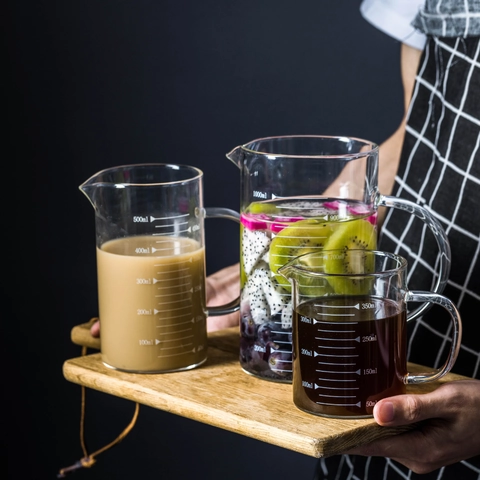 Caraffa Graduata In Vetro Borosilicato Resistente Al Calore Con Scala Impugnatura Per Cucina Pasticceria Caffè Latte
