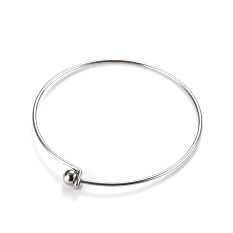 Minimalistische Roestvrijstalen Bangle Armband Voor Dames Hooggepolijst Metaaldraad Bal Charm Open Verstelbaar Elegante Sieraden