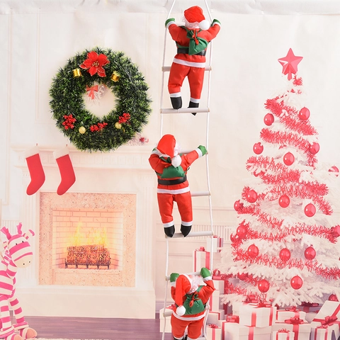 Babbo Natale Rampicante Decorazione Di Natale Ornamento Da Appendere Per Casa Festa Decorazione Vacanze Rosso Bianco Stoffa