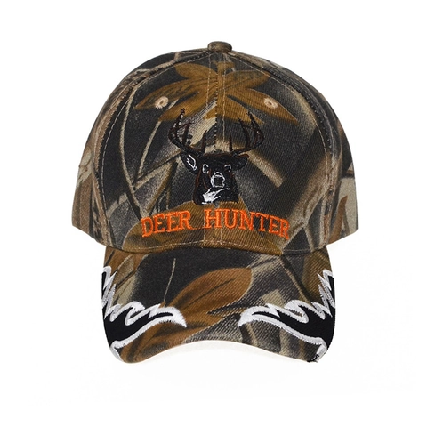Camouflage Baseball Cap Acrylic Deer Hunter Embroidery Outdoor Sun Hat Adjustable Hunting Style For Men