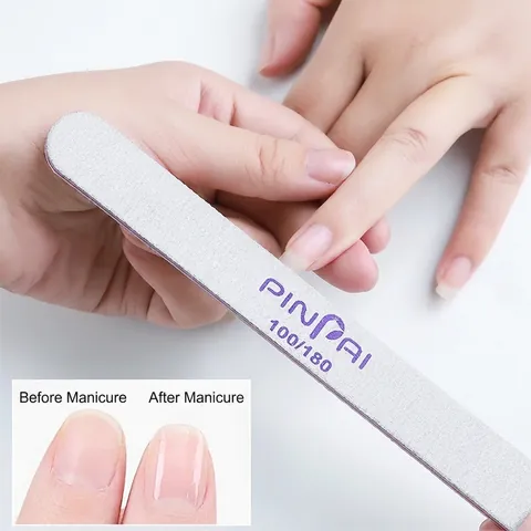 Limas De Uñas Profesionales De Doble Cara Grano 100/180 Tiras De Lijado De Manicura Herramientas De Forma Lavables