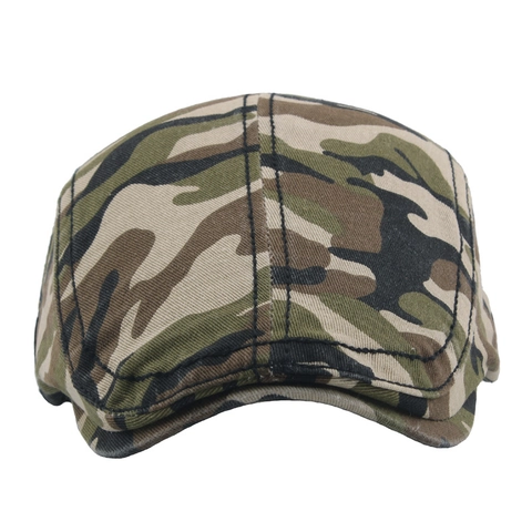 Camo Platte Pet Puur Gewassen Katoen Verstelbare Metalen Gesp Ivy Hat Zonbescherming Outdoor Casual Voor Heren Dames