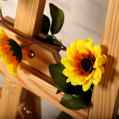 Ghirlanda Di Girasoli Artificiali Vite Di Fiori Di Raso Foglie Verdi In Plastica Decorazione Per Casa Matrimonio Festa Ringraziamento Natale
