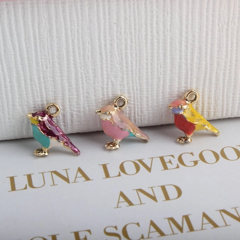 Colorful Bird Charms Pendants Alloy Enamel Drip Oil Cute Sparrow Shape DIY Jewelry Making Accessories For Necklaces