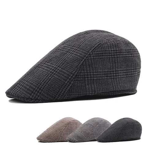 Gorra Plana Vintage De Cuadros Para Hombre Sombrero Ivy Retro Británico Clásico Transpirable Boina Newsboy