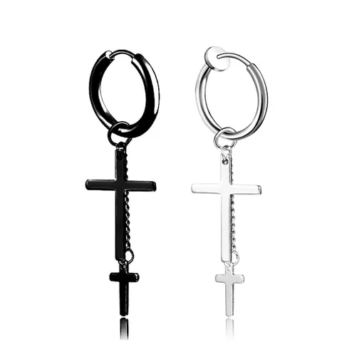 Orecchini A Cerchio Punk Gothic In Acciaio Inossidabile Con Ciondolo Croce Teschio Scorpione Stella Clip On Gioielli Unisex