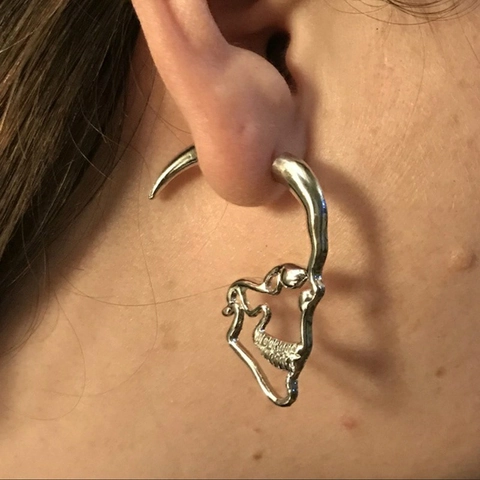 Gothic Skull Ear Jacket Earrings Alloy Hollow Horn Design Punk Dark Style Jewelry For Women Men