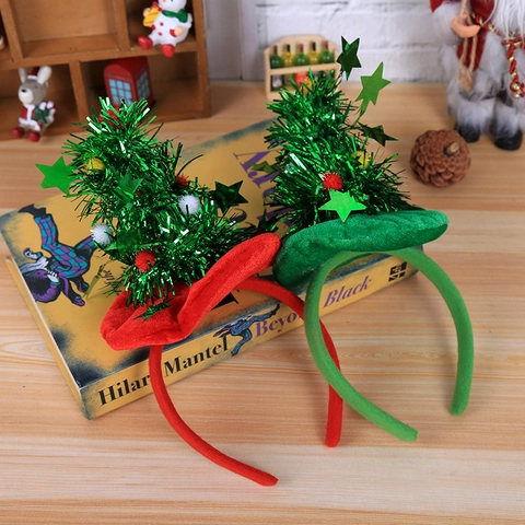 Cerchietto con Albero di Natale Accessori per Capelli da Festa Stile Cartone Animato Fascia in Tessuto per Vacanze