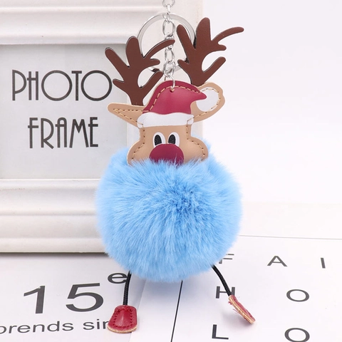 Portachiavi Pompon In Peluche Renna Di Natale In Ecopelle E Pelliccia Sintetica Ciondolo Per Borsa Regalo Decorativo