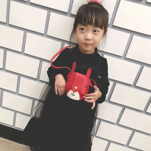 Kids Crossbody Bag Pu Leather Cartoon Rabbit Animal Shape Mini Shoulder Handbag Cute Princess Style Girls Accessories