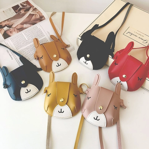 Kids Crossbody Bag Pu Leather Cartoon Rabbit Animal Shape Mini Shoulder Handbag Cute Princess Style Girls Accessories