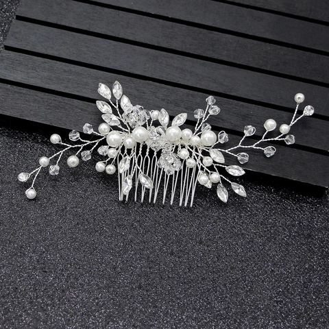Bridal Hair Comb Elegant Faux Artificial Pearl And Crystal Alloy Wire Wedding Banquet Headpiece For Women