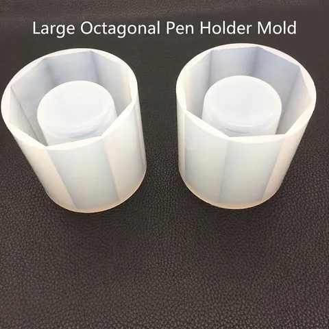 Octagonal Pen Holder Silicone Mold Round Inner Mirror Surface For DIY Crystal Resin Craft Container Decoration