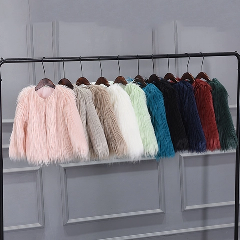 Girls Faux Fur Coat Long Hair Artificial Fur Thickened Warm Winter Outerwear Korean Style Luxury Toddler Kids Jacket