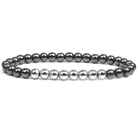 Natural Hematite Magnetic Beaded Bracelet Elastic Healing Stone Minimalist Fashion Jewelry For Men Women