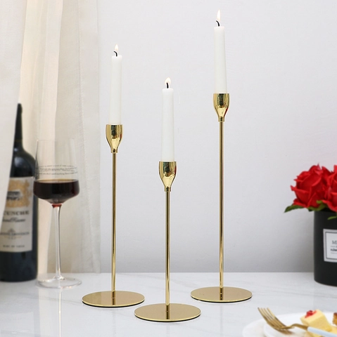 Nordic Metal Taper Candle Holders Minimalist Pillar Stand Wedding Dining Table Decor Modern Home Interior Ornament