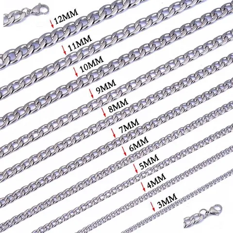 Cuban Link Chain Necklace Stainless Steel Hip Hop Minimalist Punk Streetwear Jewelry For Men Women