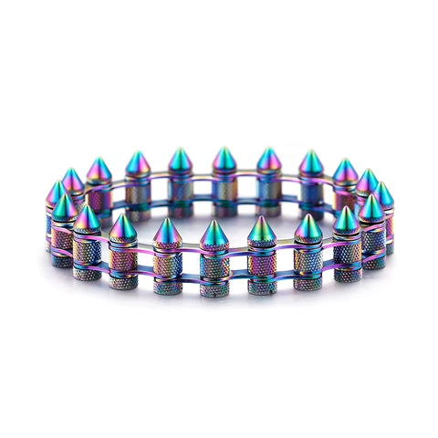 Bracciale Punk Gothic Spike Acciaio Inossidabile Catena da Moto Biker Polsino Borchie a Cono Metallico Gioielli Rock